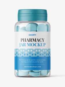 Clear jar with tablets mockup