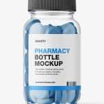 Clear jar with tablets mockup