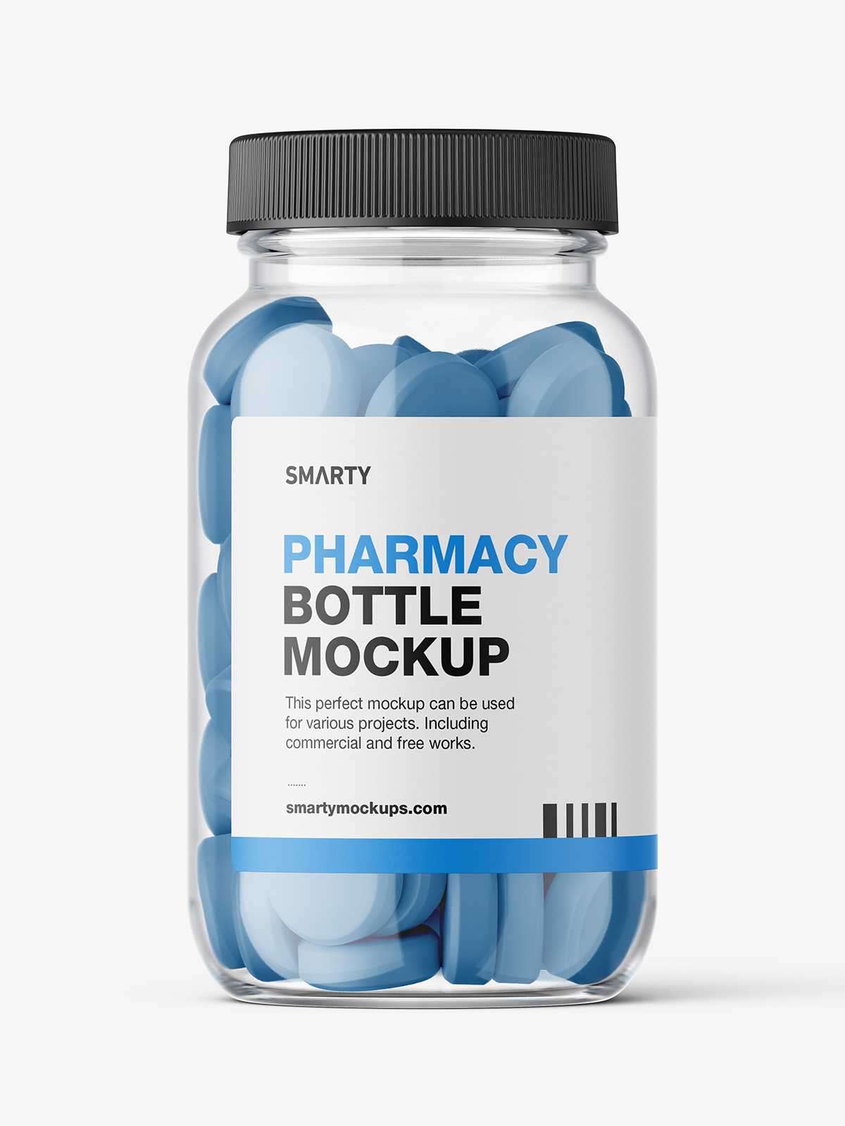 Clear jar with tablets mockup