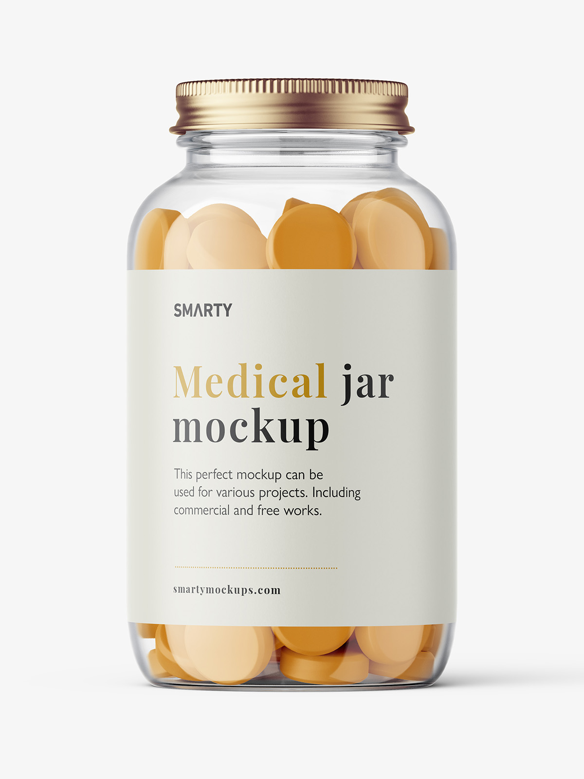 Clear jar with tablets mockup