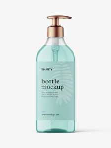 Clear rectangle pump bottle mockup