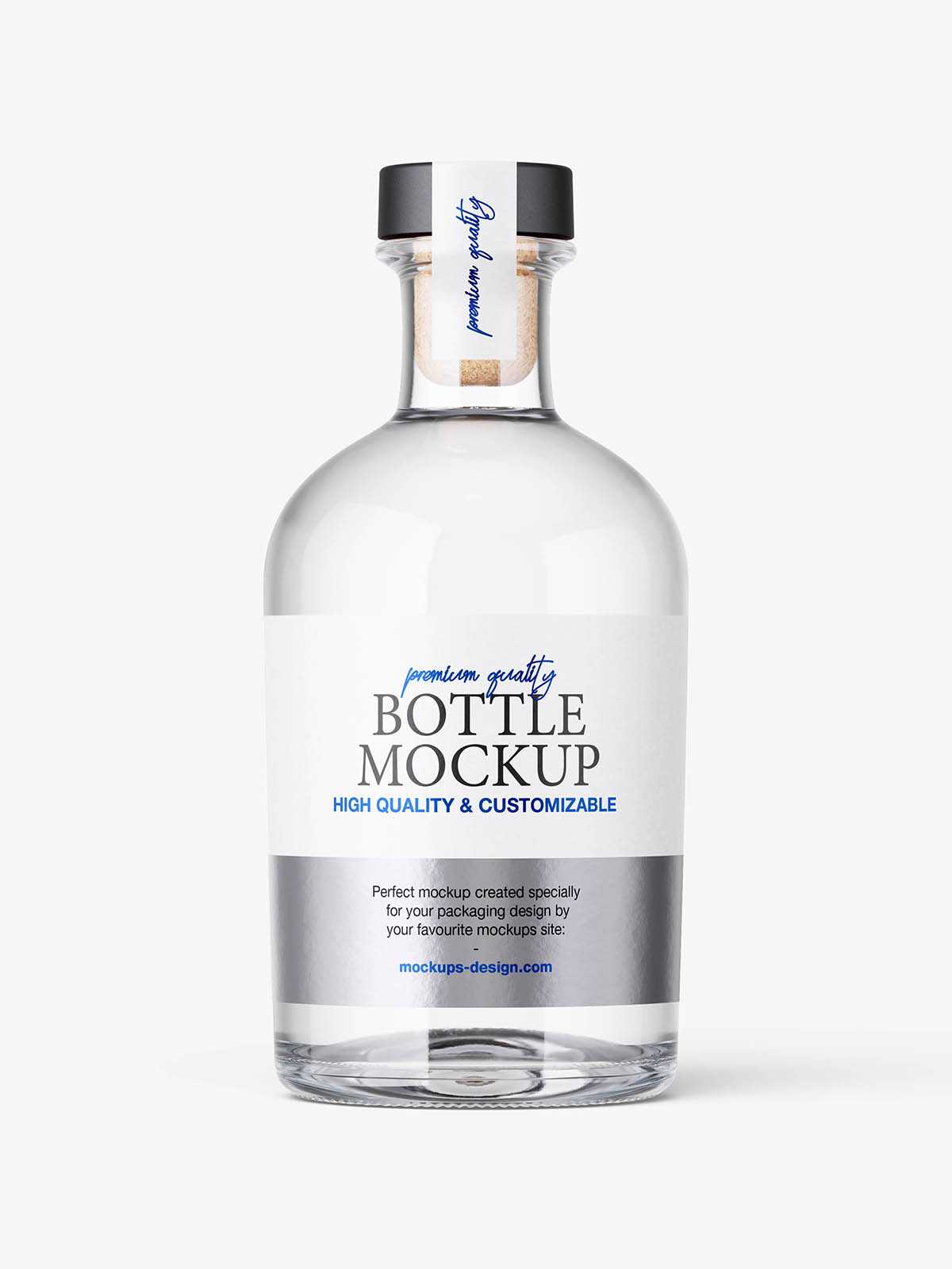 Clear spirit bottle mockup