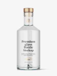 Clear vodka bottle mockup