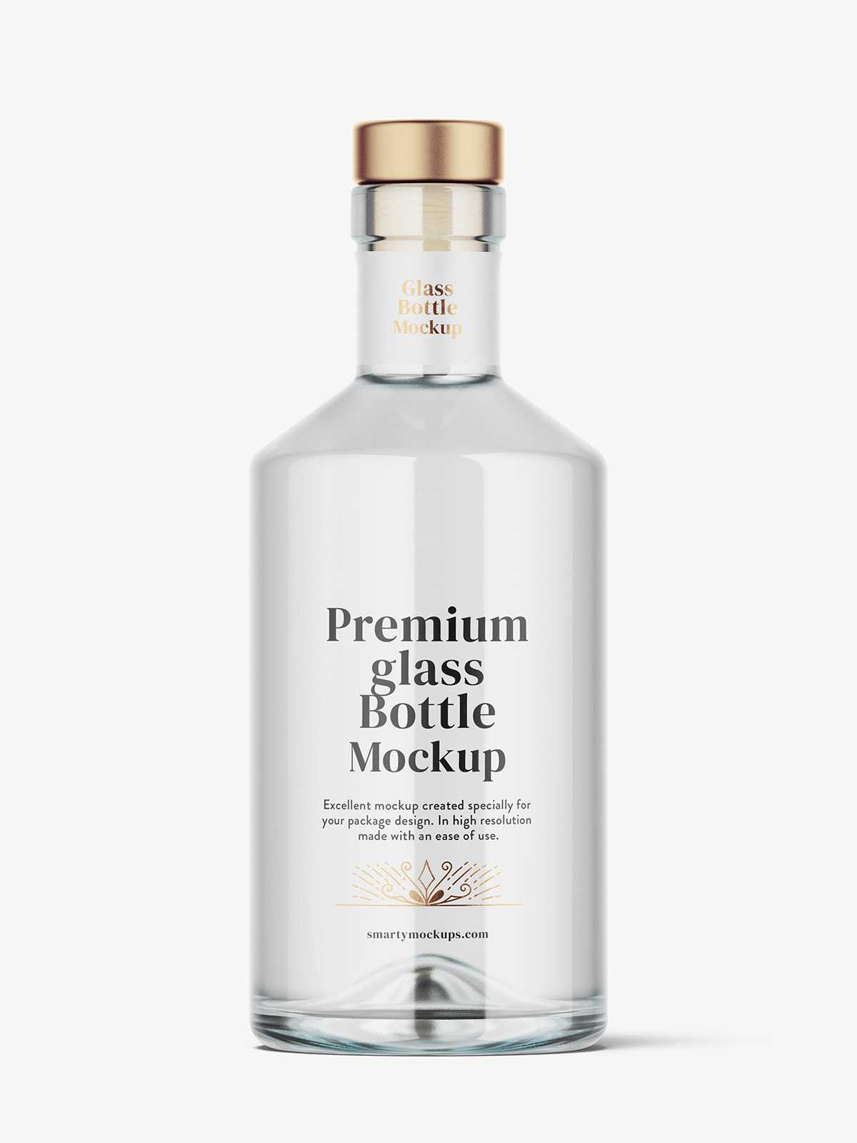 Clear vodka bottle mockup
