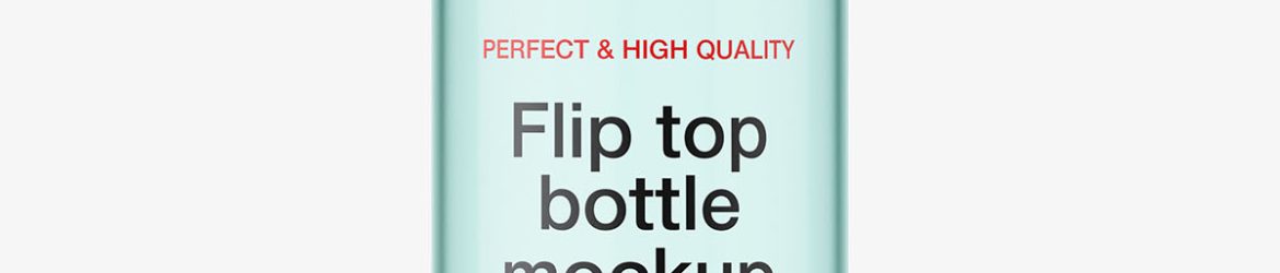 Clear wide bottle with flip top mockup