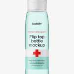 Clear wide bottle with flip top mockup