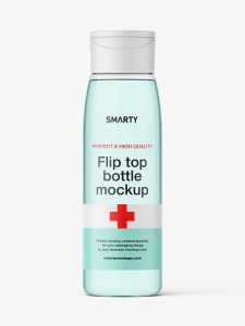 Clear wide bottle with flip top mockup