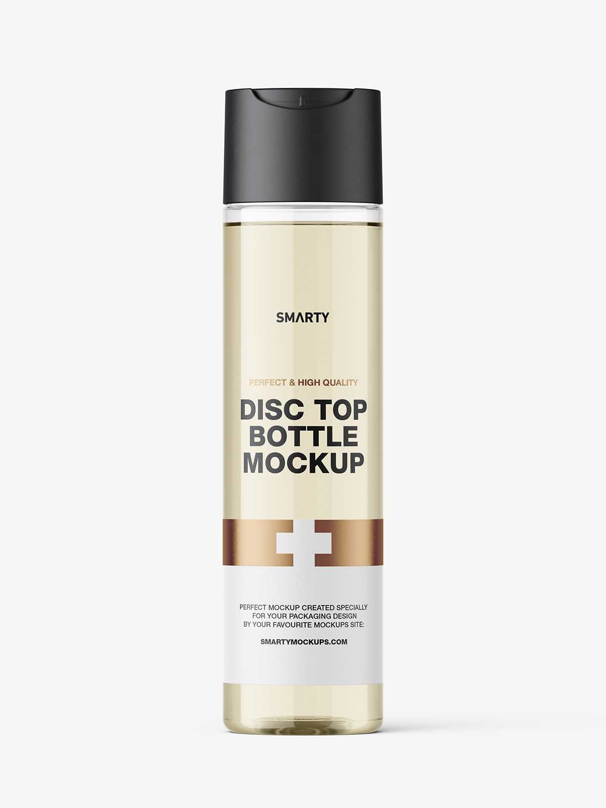 Clear wide disc cap bottle mockup