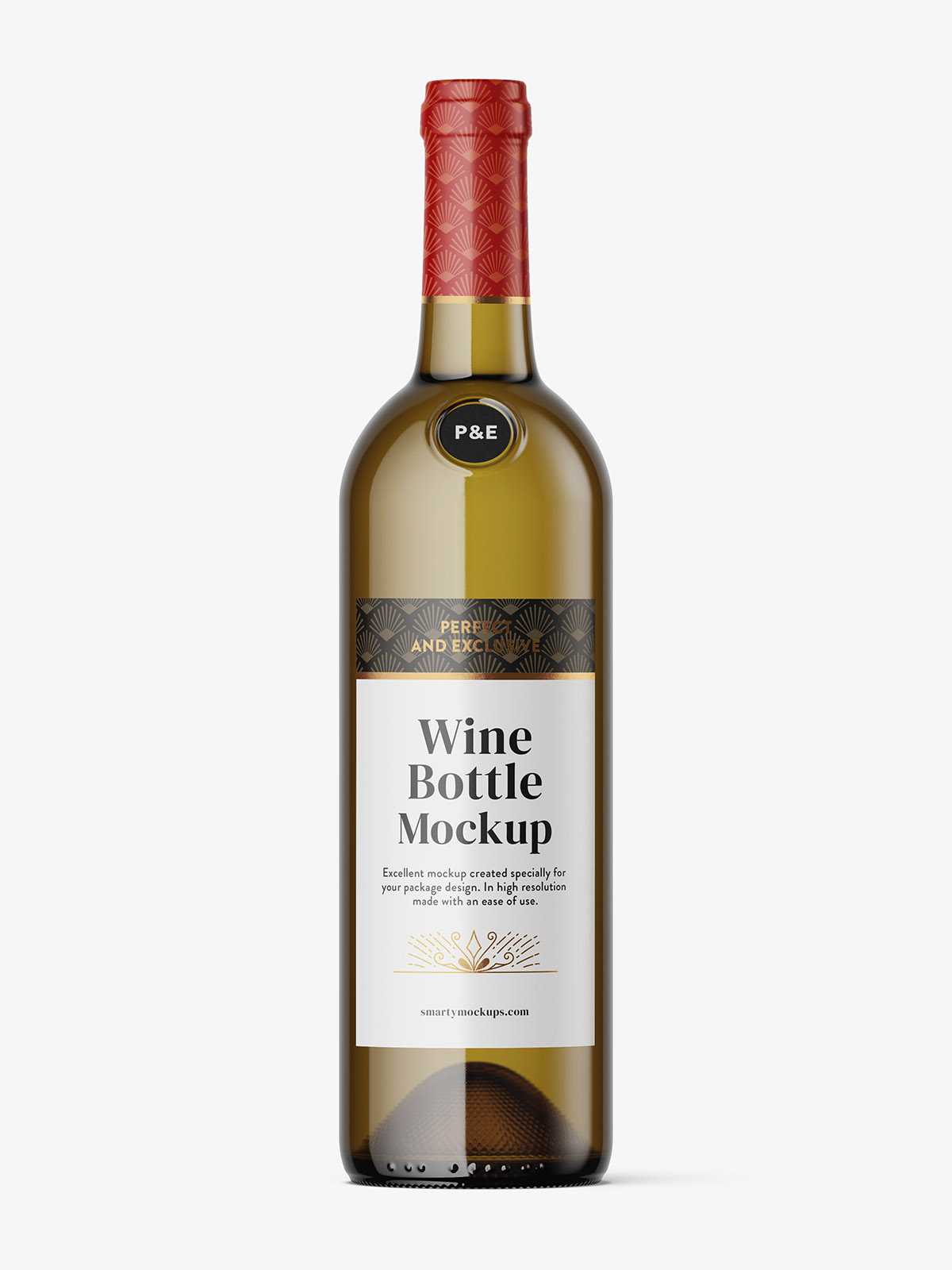 Clear wine bottle mockup