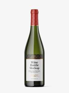 Clear wine bottle mockup