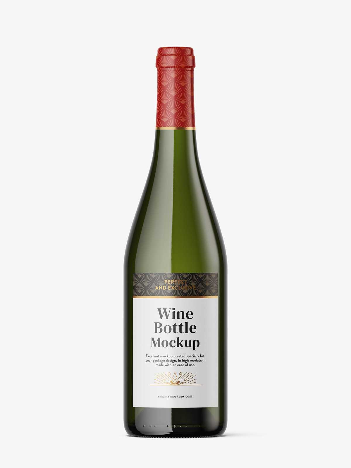 Clear wine bottle mockup