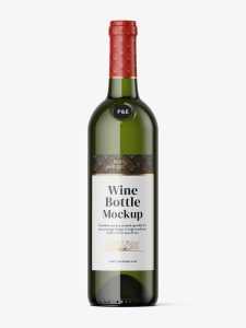 Clear wine bottle mockup