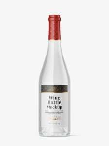 Clear wine bottle mockup