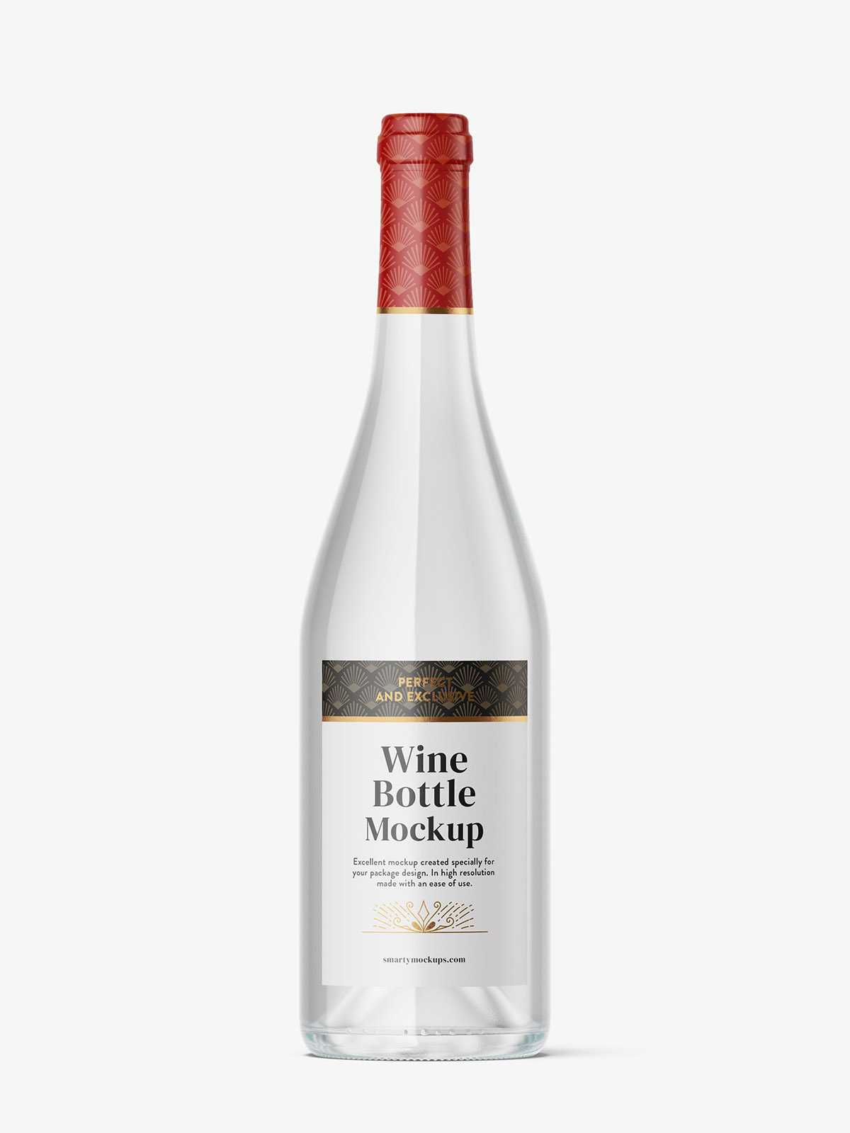 Clear wine bottle mockup