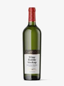 Clear wine bottle mockup