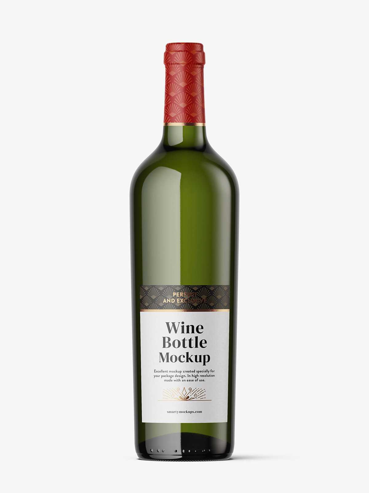 Clear wine bottle mockup