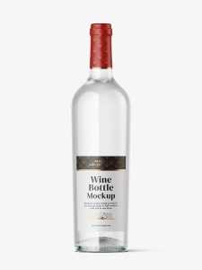 Clear wine bottle mockup