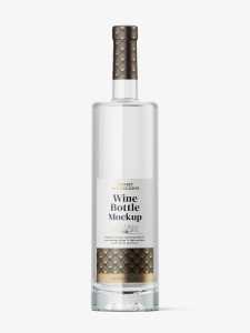 Clear wine bottle mockup