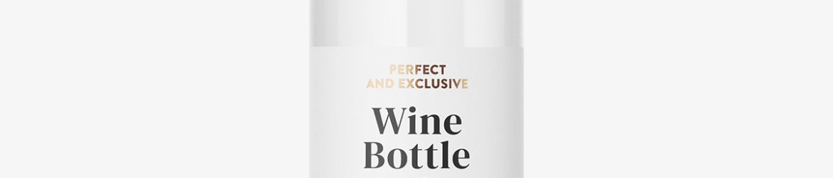 Clear wine bottle mockup
