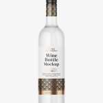 Clear wine bottle mockup