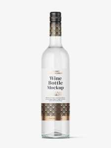 Clear wine bottle mockup