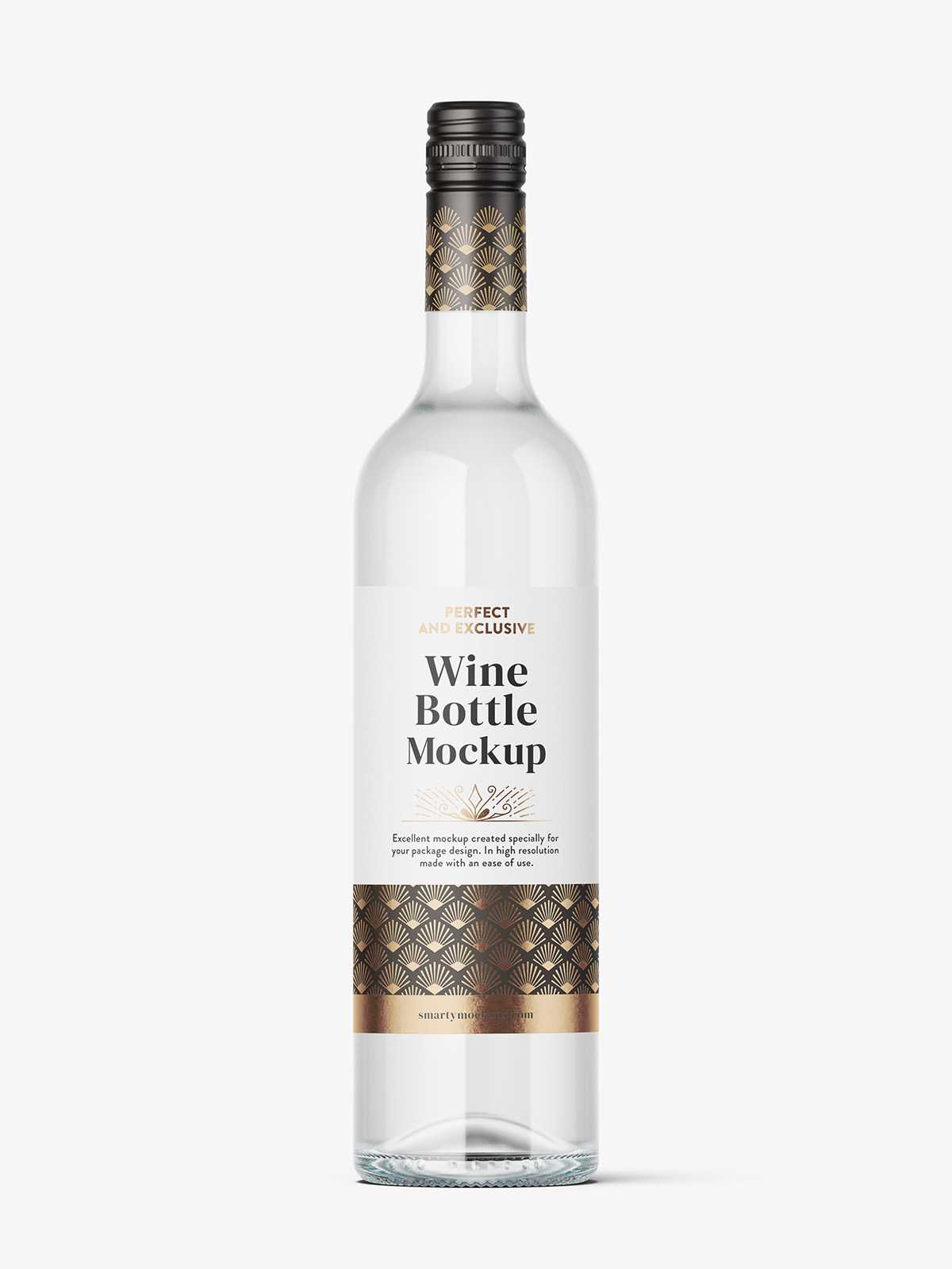 Clear wine bottle mockup