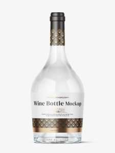 Clear wine bottle mockup