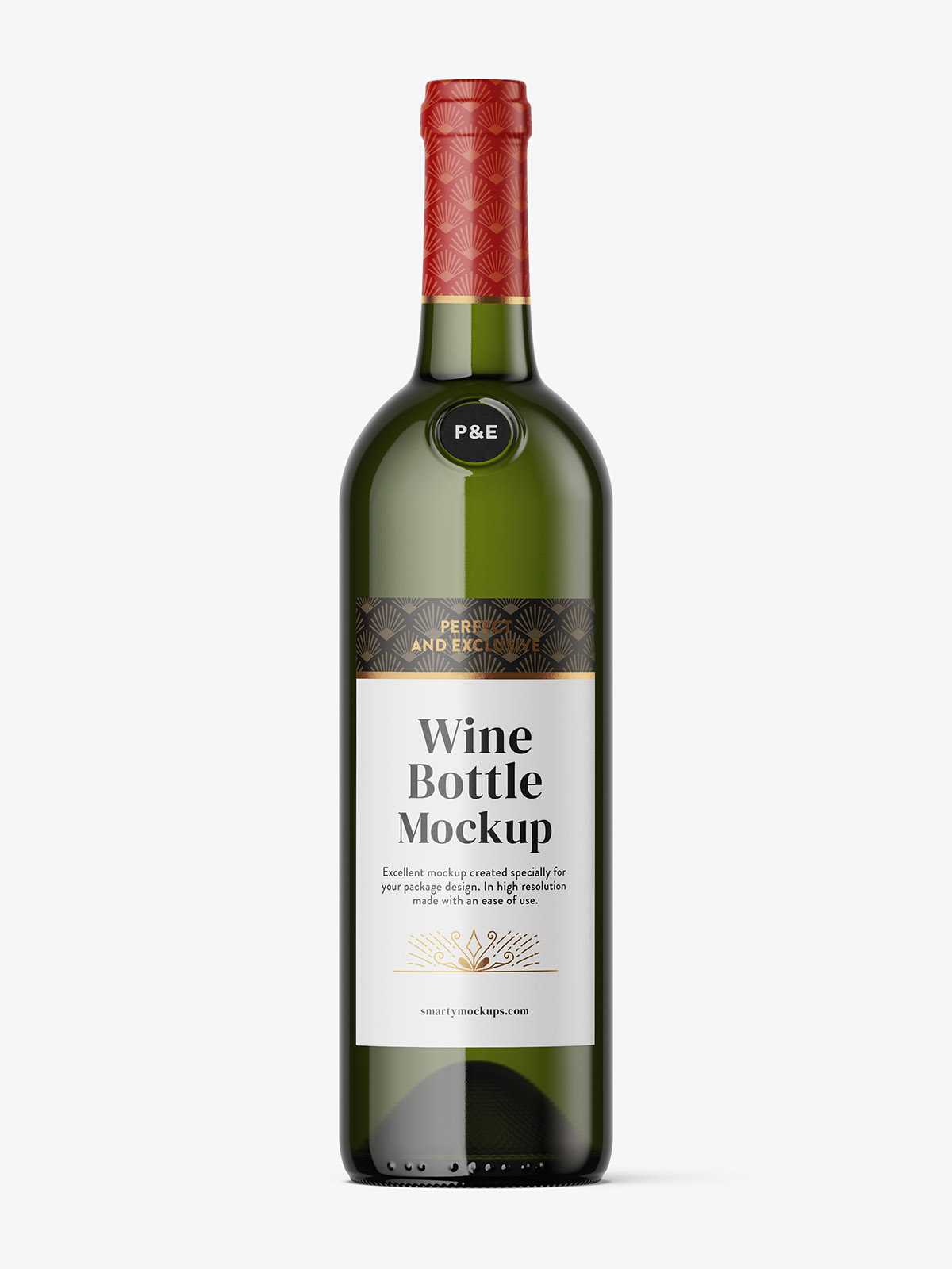 Clear wine bottle mockup