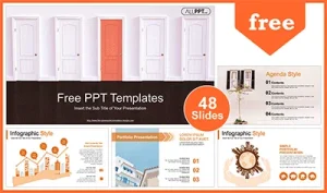 Closed Red Door PowerPoint Templates