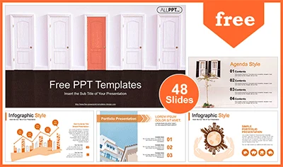 Closed Red Door PowerPoint Templates