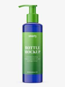 Cobalt bottle with pump mockup