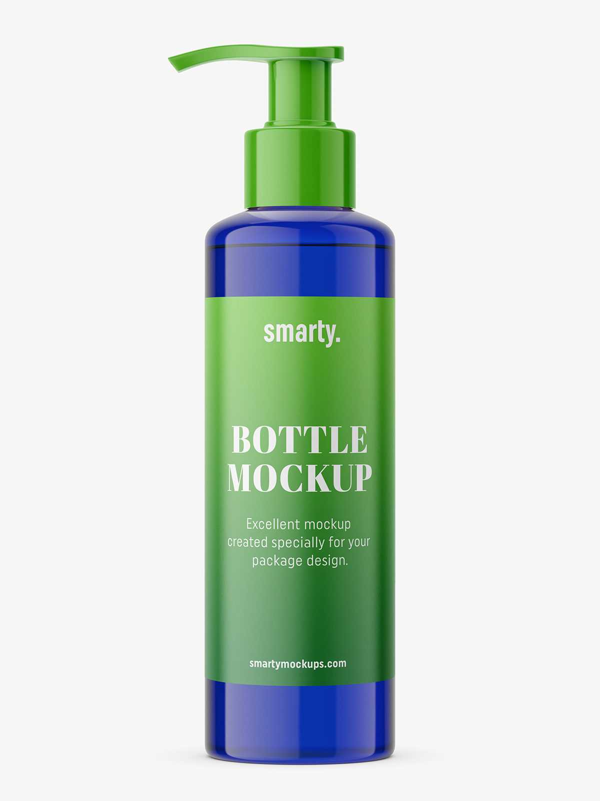 Cobalt bottle with pump mockup