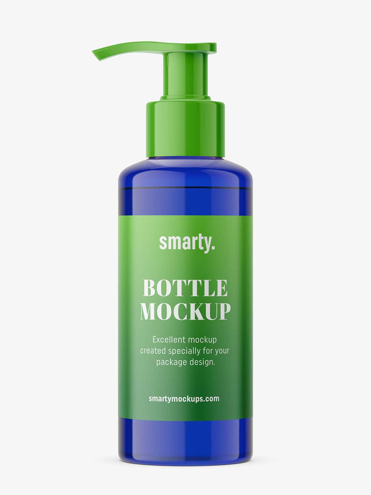 Cobalt bottle with pump mockup