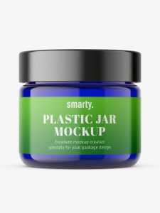 Cobalt glass jar mockup