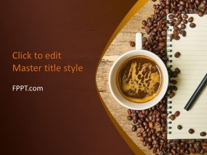 Coffee Beans with Notepad PowerPoint Template