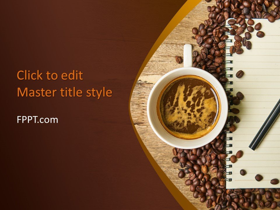 Coffee Beans with Notepad PowerPoint Template