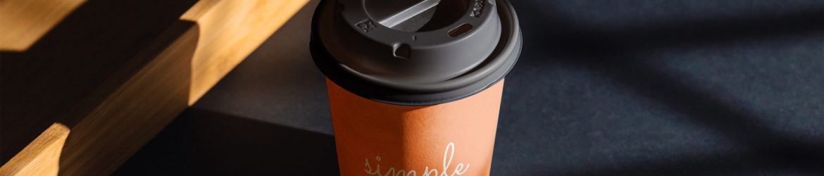 Coffee cup on black background mockup