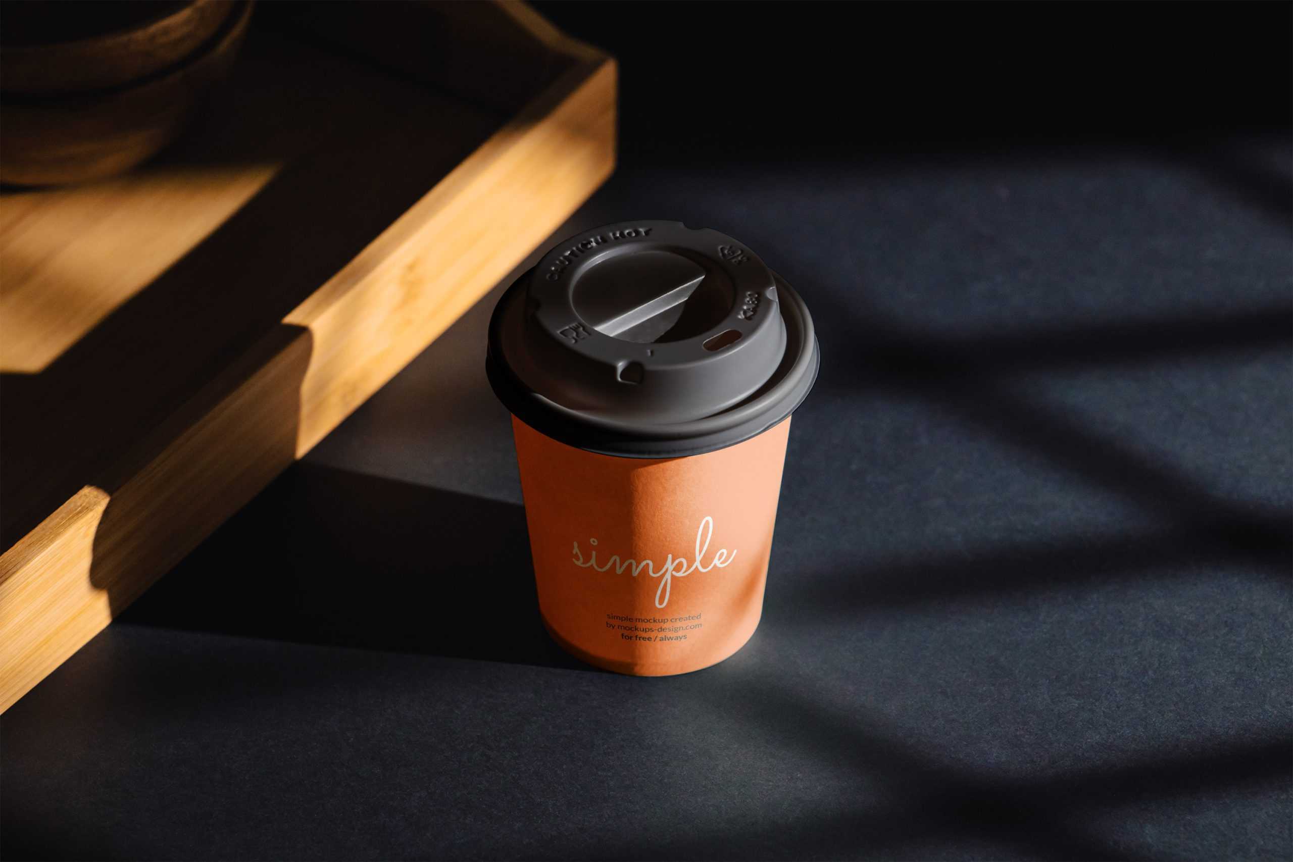 Coffee cup on black background mockup