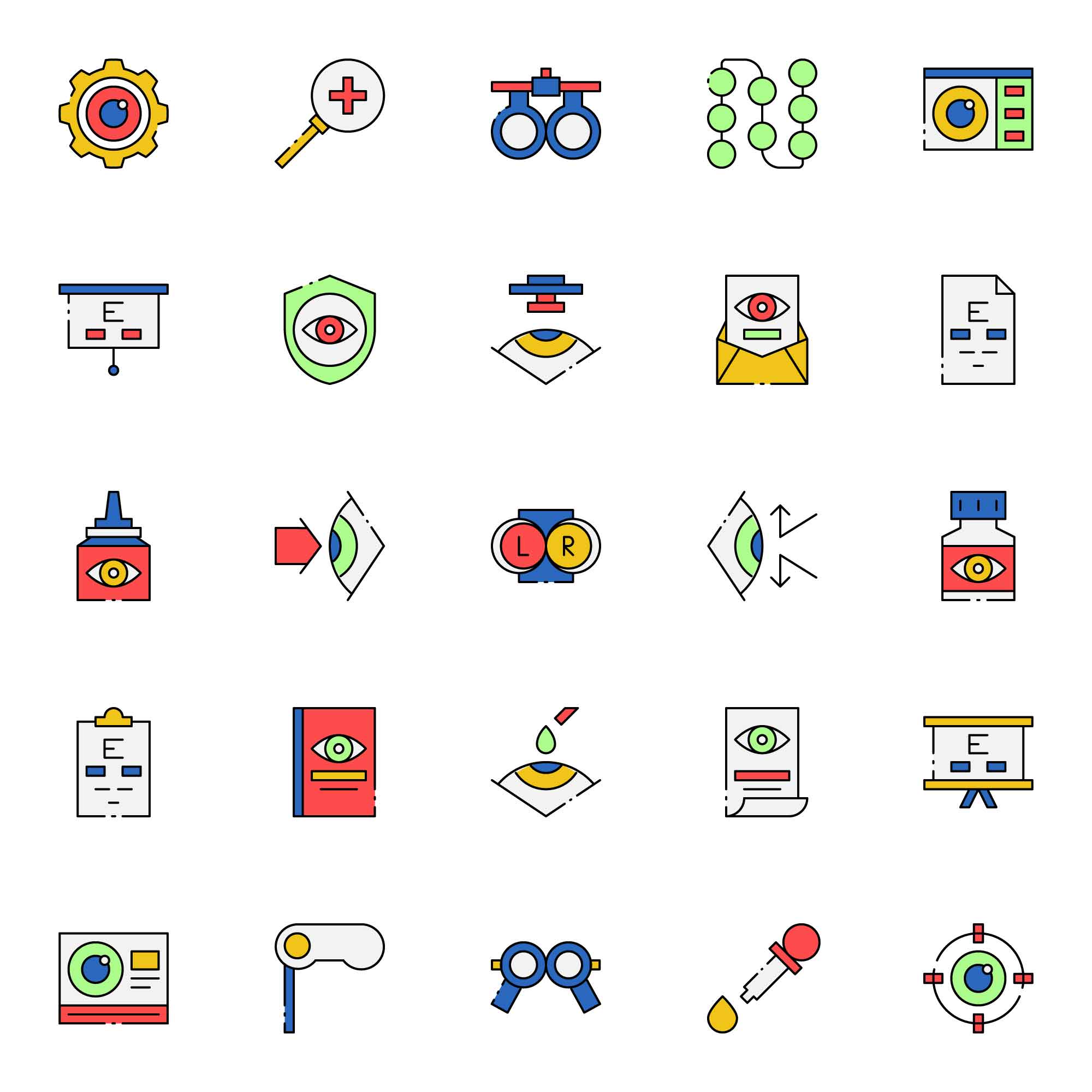 Colored Eye Checkup Icons