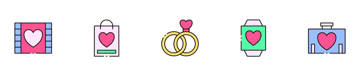 Colored Honeymoon Icons
