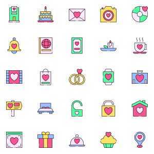 Colored Honeymoon Icons