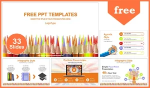 Colored Pencils Education Concept PowerPoint Template