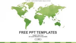 Colorful green detailed world map vector PowerPoint Templates