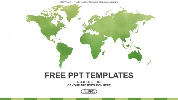 Colorful green detailed world map vector PowerPoint Templates