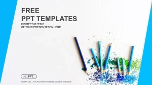 Colour pencils with sharpening shavings PowerPoint Templates