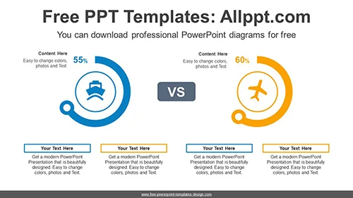 Compare Doughnut Charts PPT Diagram