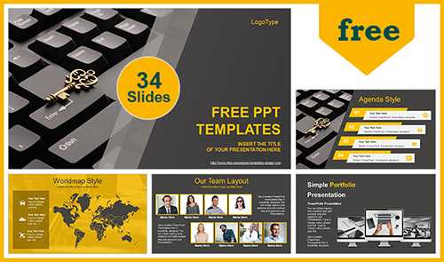 Computer Golden Key PowerPoint Template