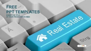Computer keyboard with real estate key PowerPoint Templates