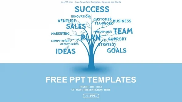 Concept blue word tree leadership marketing or business PowerPoint Templates