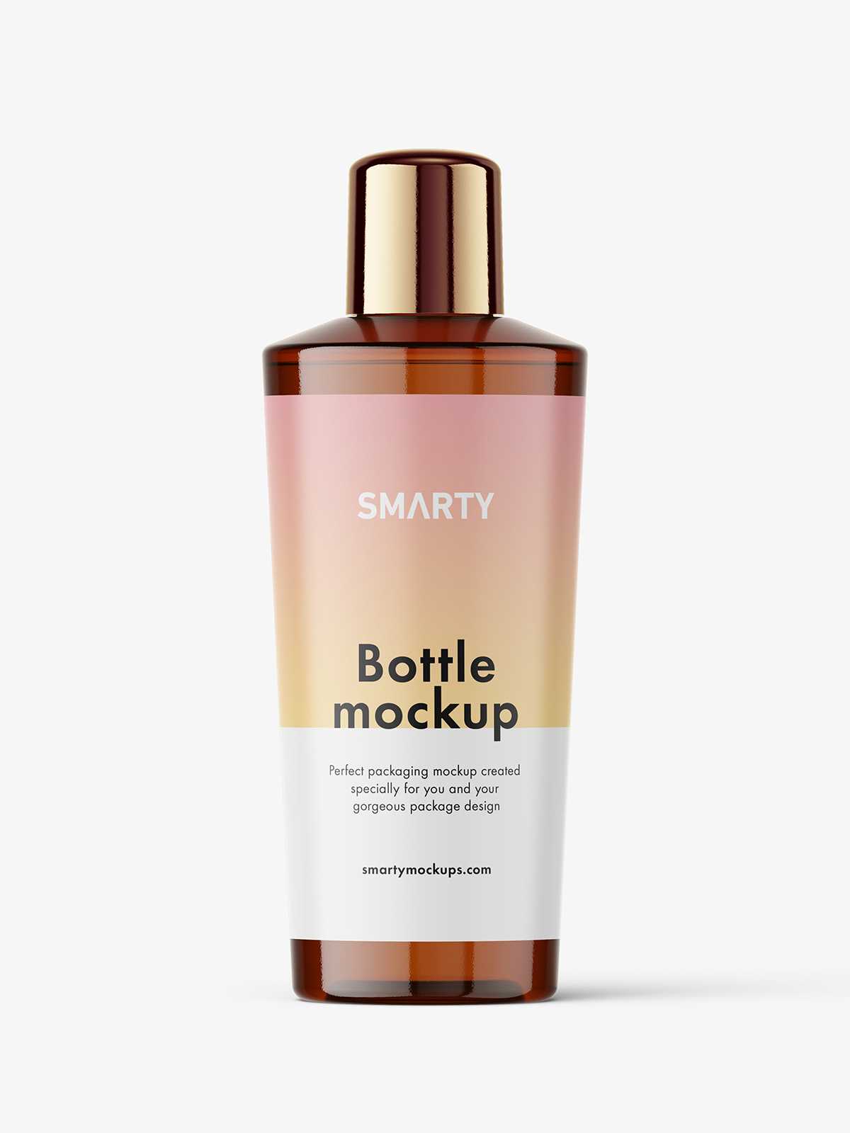 Conical bottle with rounded cap mockup / amber